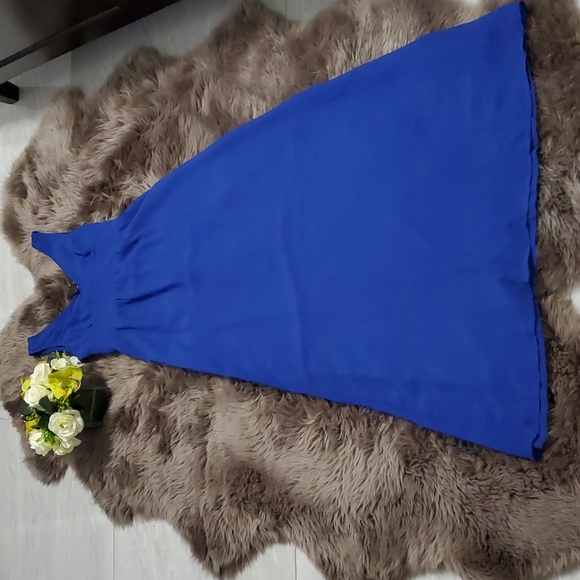 Blue V Neck Chiffon Maxi Dress - Picture 3 of 11